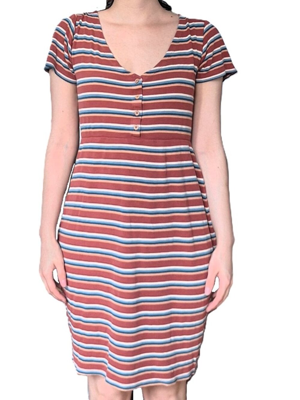 Roxy Bring It On Striped Button Front Midi Dress